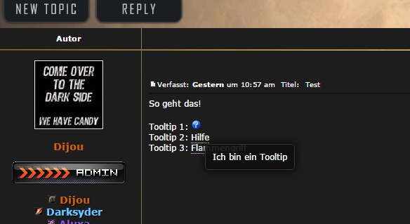 Text Tooltip auf einem Wort/Text